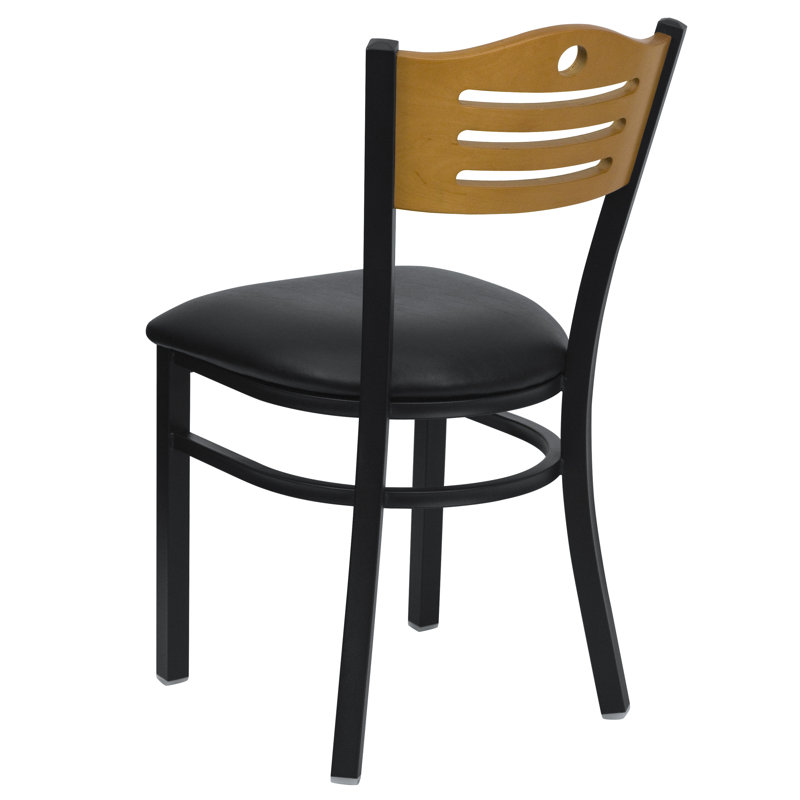 Black Metal and Wood Slat Back Side Chair