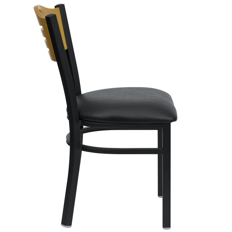 Black Metal and Wood Slat Back Side Chair