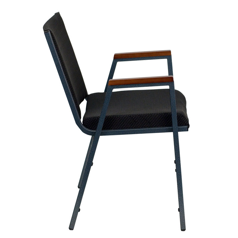 Hercules Series 31'' Heavy Duty Black Fabric Stack Chair with Silver Frame