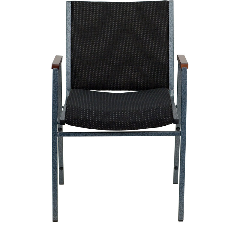 Hercules Series 31'' Heavy Duty Black Fabric Stack Chair with Silver Frame