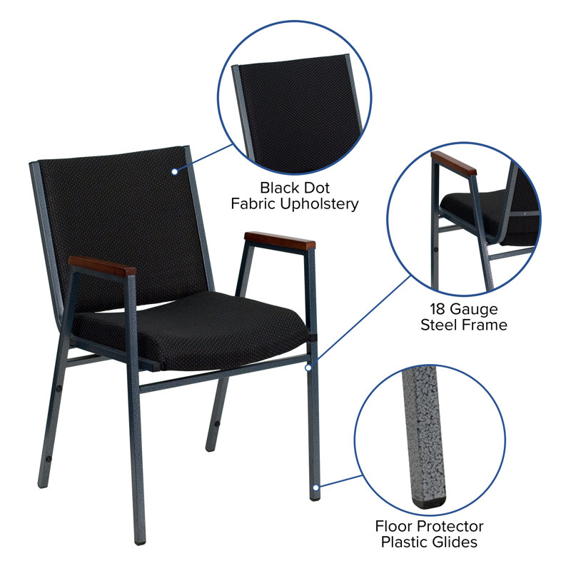 Hercules Series 31'' Heavy Duty Black Fabric Stack Chair with Silver Frame