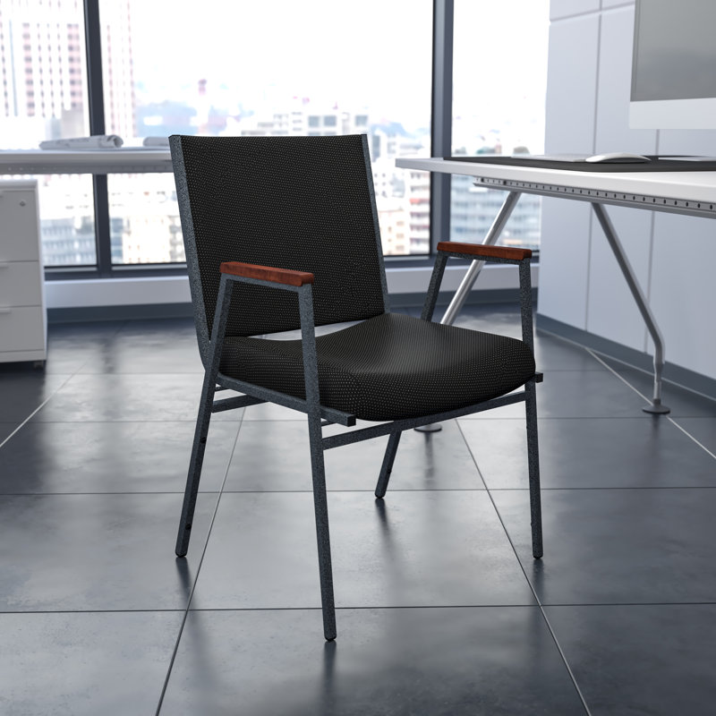 Hercules Series 31'' Heavy Duty Black Fabric Stack Chair with Silver Frame