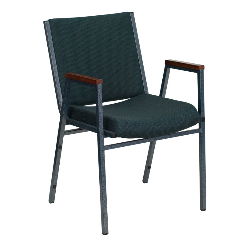 Hercules Series 31'' Green Patterned Fabric Stack Chair with Silver Steel Frame