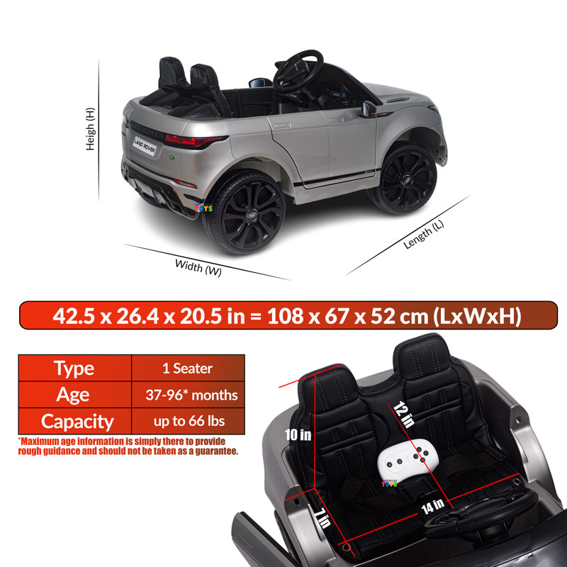 Silver 12V Range Rover Ride-On Car with Remote Control