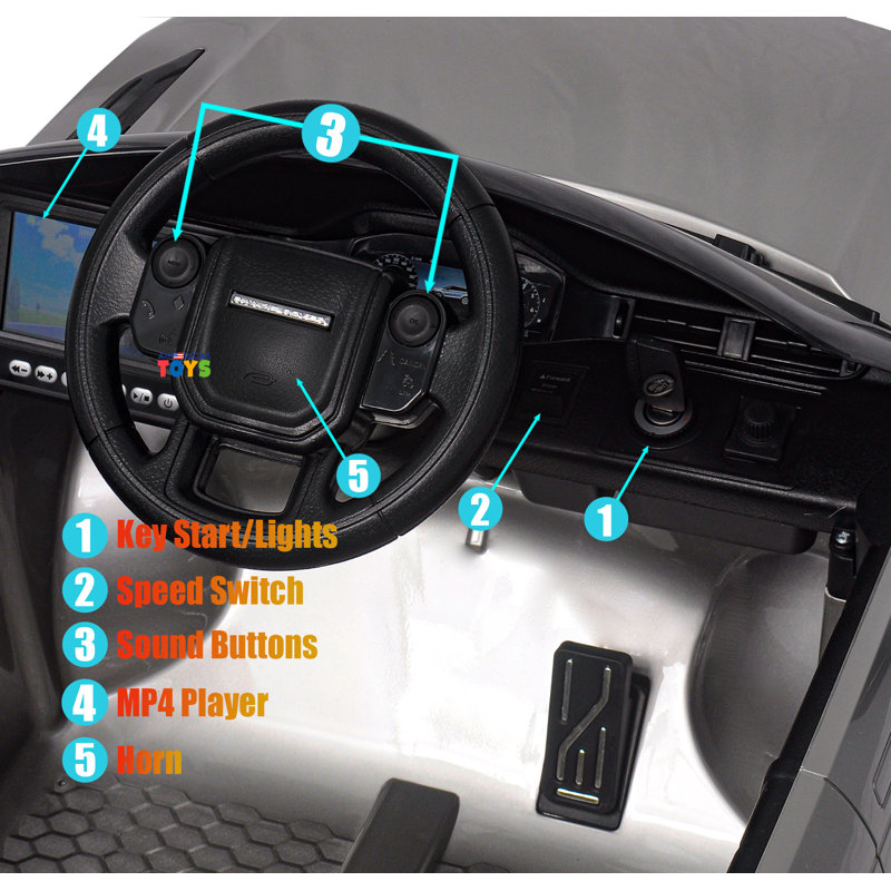 Silver 12V Range Rover Ride-On Car with Remote Control