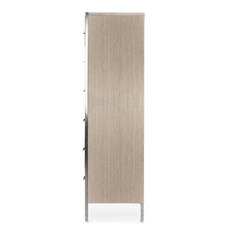 Transitional Silverlake 6-Drawer Chest in Silver/Cream with Velvet Lining