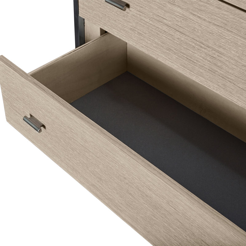 Transitional Silverlake 6-Drawer Chest in Silver/Cream with Velvet Lining