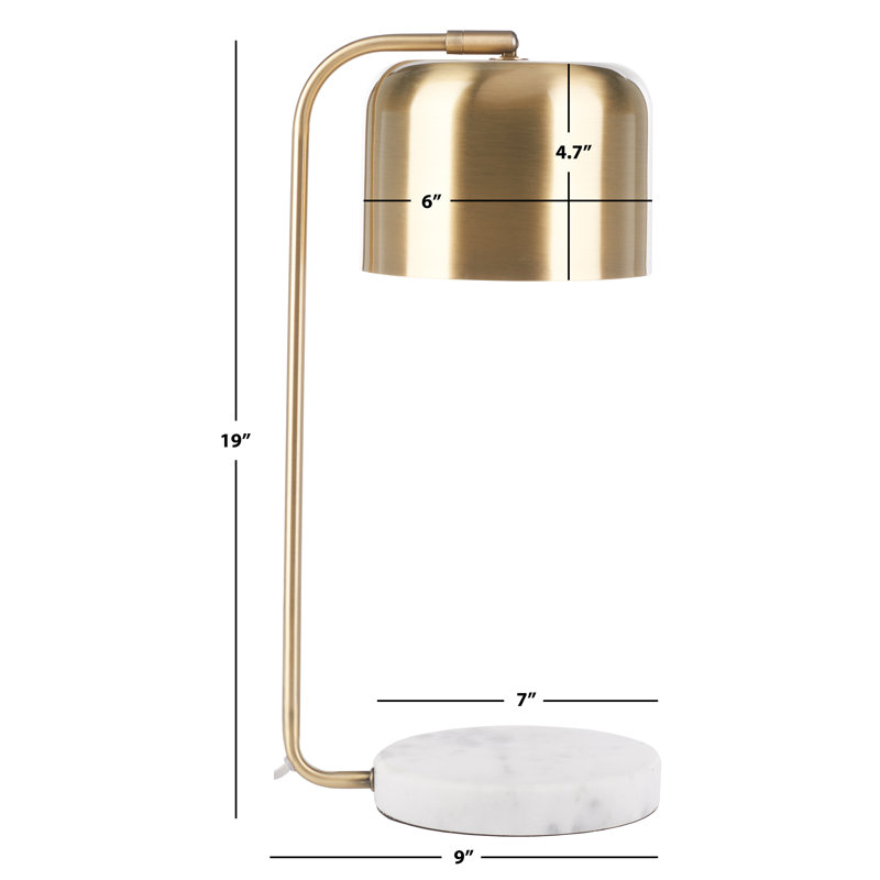 Elegant Brass Arc Table Lamp with White Marble Base