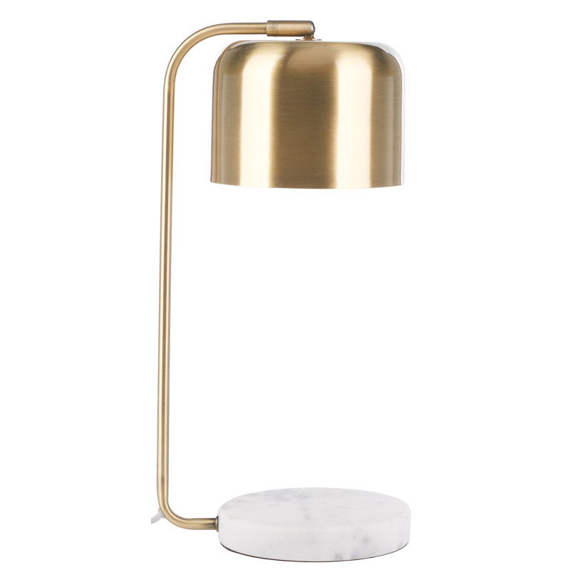 Elegant Brass Arc Table Lamp with White Marble Base