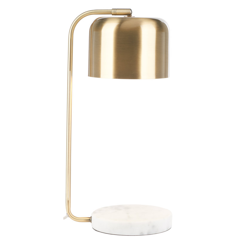 Elegant Brass Arc Table Lamp with White Marble Base