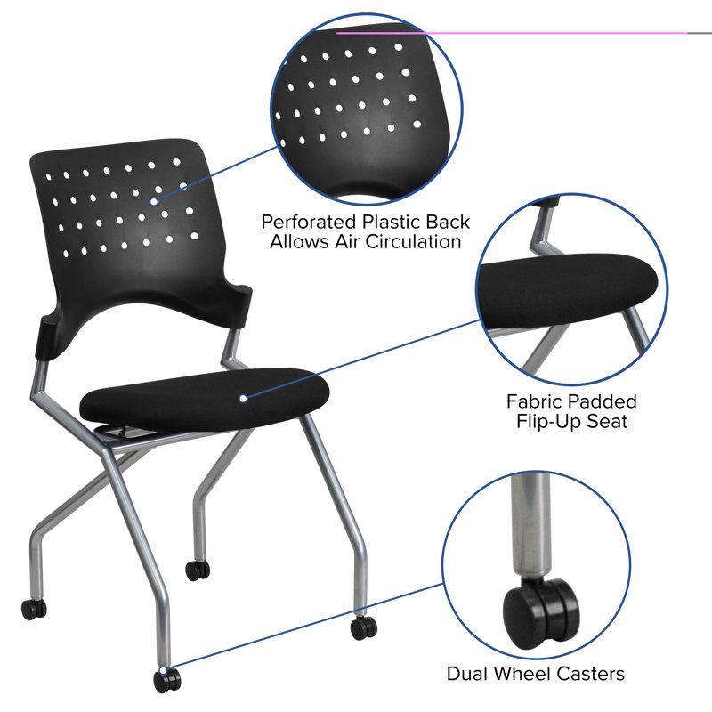 Galaxy Mobile Nesting Reception Chair in Black Fabric and Metal