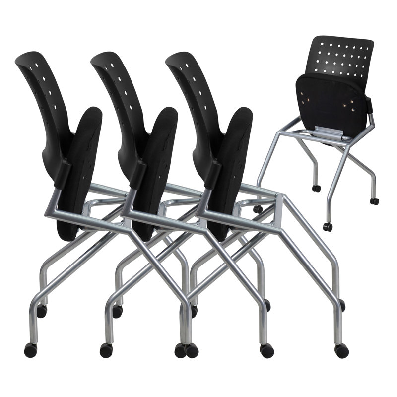 Galaxy Mobile Nesting Reception Chair in Black Fabric and Metal