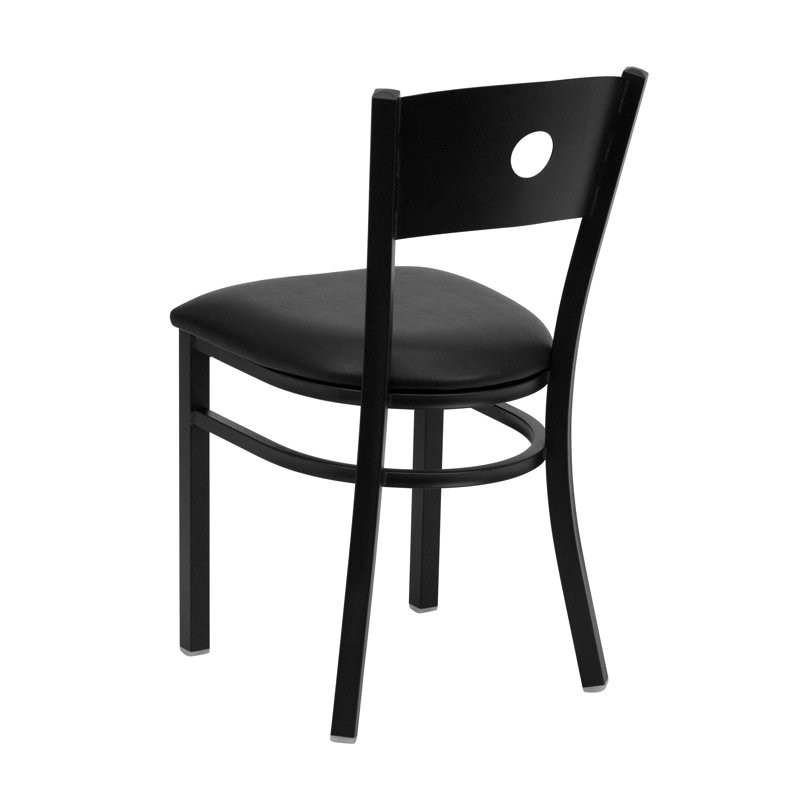 Reno High-Back Black Vinyl & Steel Circle Side Chair