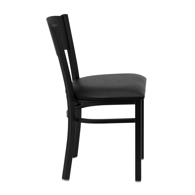 Reno High-Back Black Vinyl & Steel Circle Side Chair