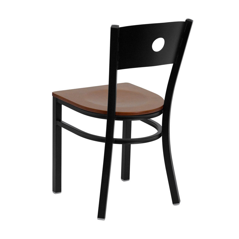 32.5'' Circle Back Steel Side Chair in Burgundy Vinyl