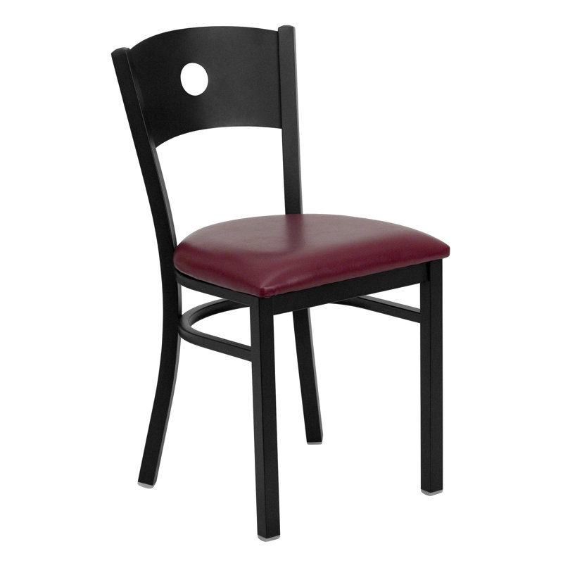 32.5'' Circle Back Steel Side Chair in Burgundy Vinyl