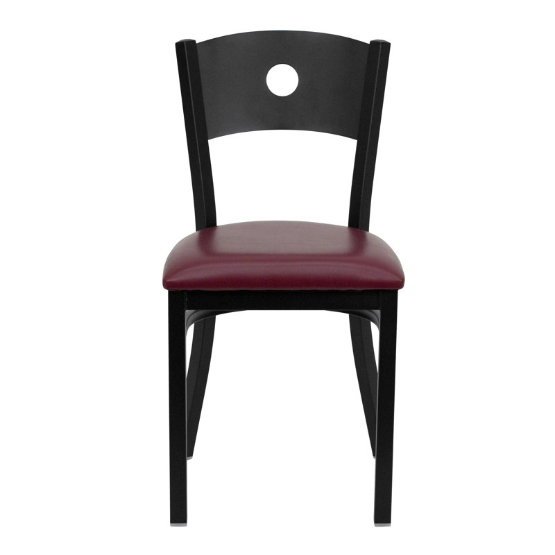 32.5'' Circle Back Steel Side Chair in Burgundy Vinyl