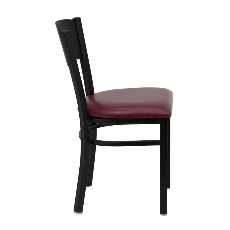 32.5'' Circle Back Steel Side Chair in Burgundy Vinyl