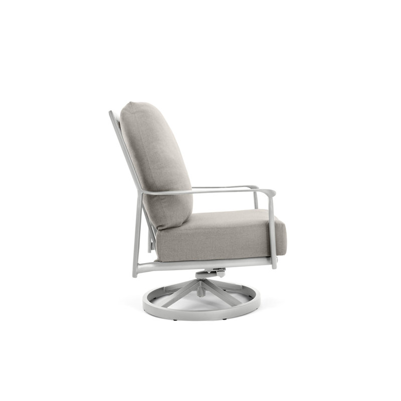 Aspen Light Gray Outdoor Swivel Lounge Chair with Taupe Cushions