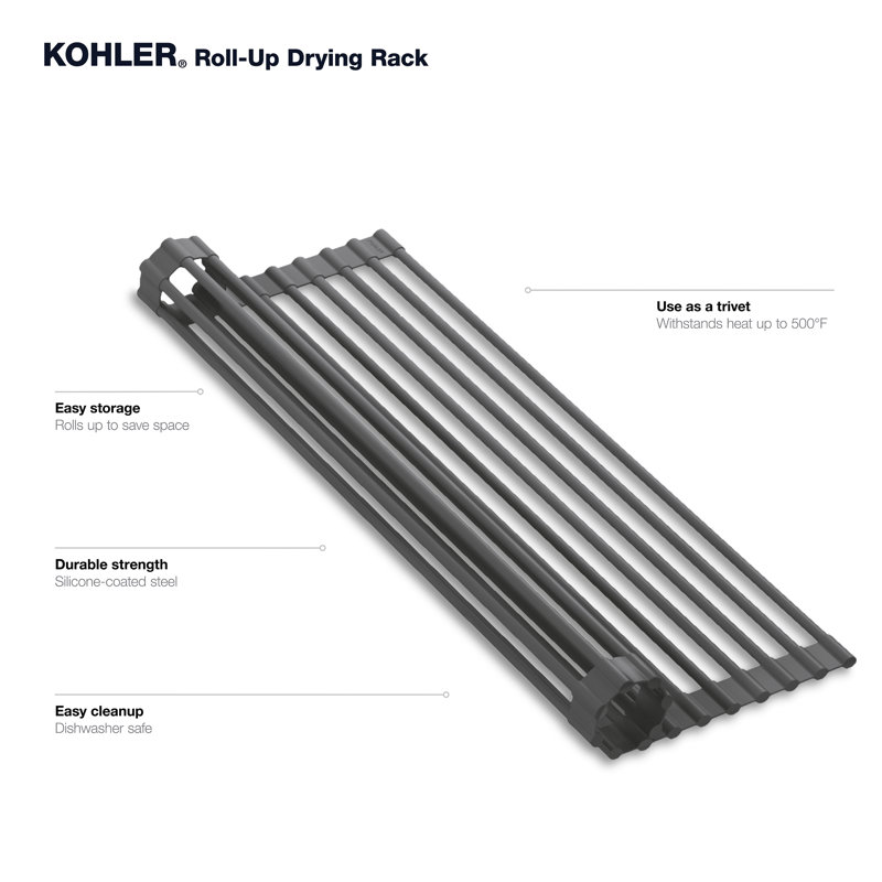 Charcoal Stainless Steel Roll-Up Multipurpose Kitchen Rack