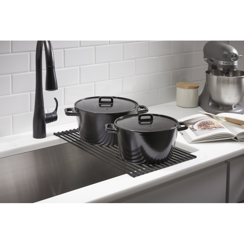 Charcoal Stainless Steel Roll-Up Multipurpose Kitchen Rack