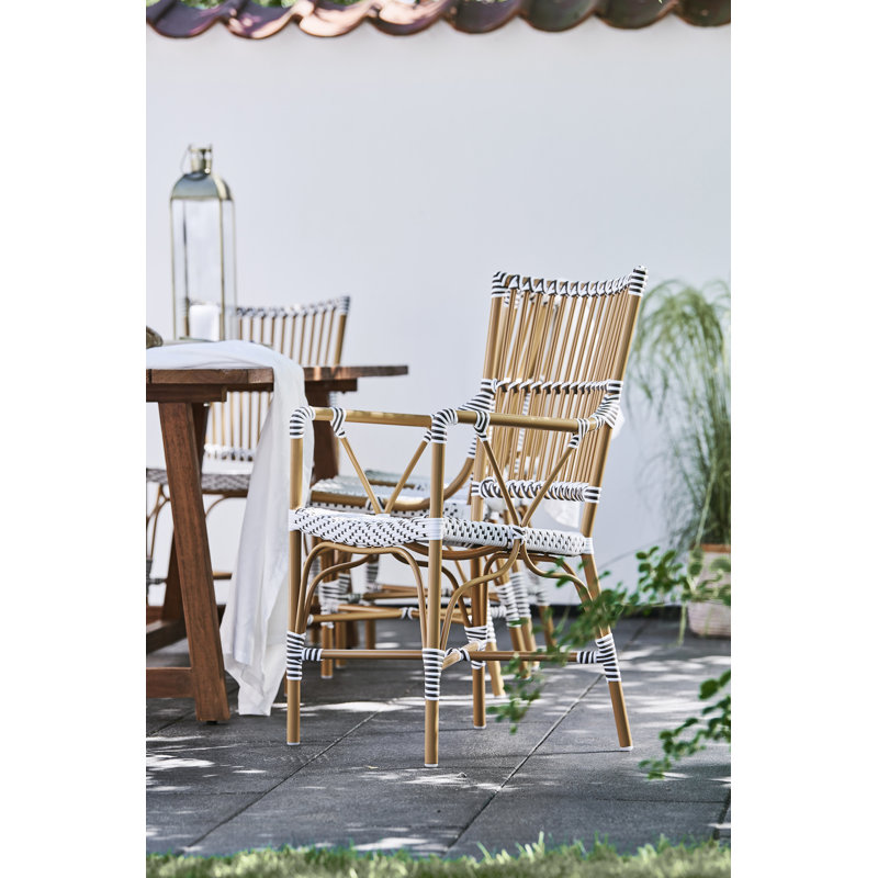 Almond Frame Monique Wicker Dining Chair with Cushions - White/Cappuccino