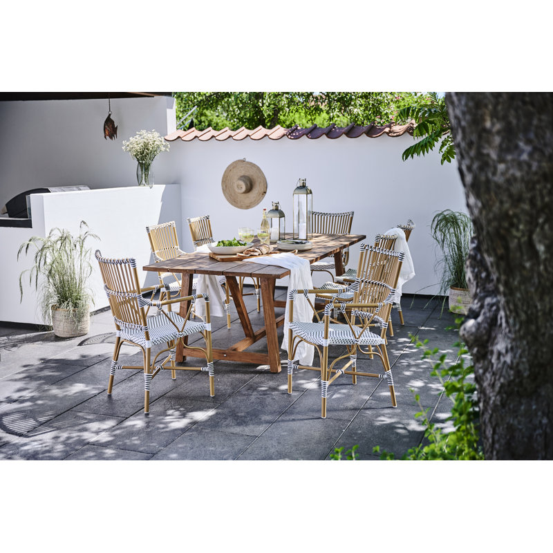 Almond Frame Monique Wicker Dining Chair with Cushions - White/Cappuccino