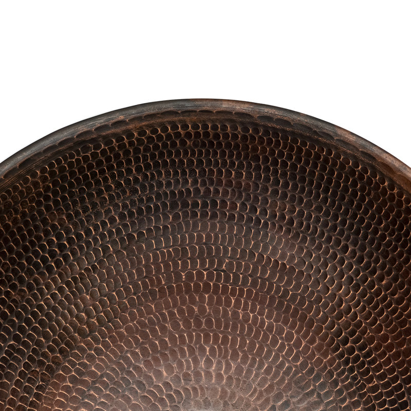 15" Round Hammered Copper Vessel Sink with Wired Rim