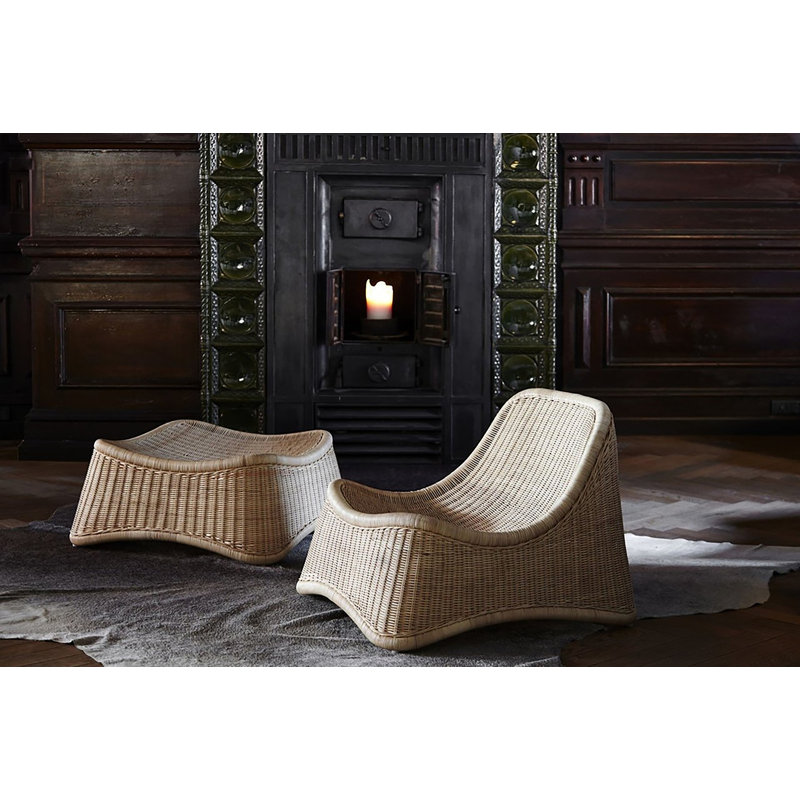 Nanna Ditzel Handcrafted Chill Lounge Rattan Chair & Stool Set