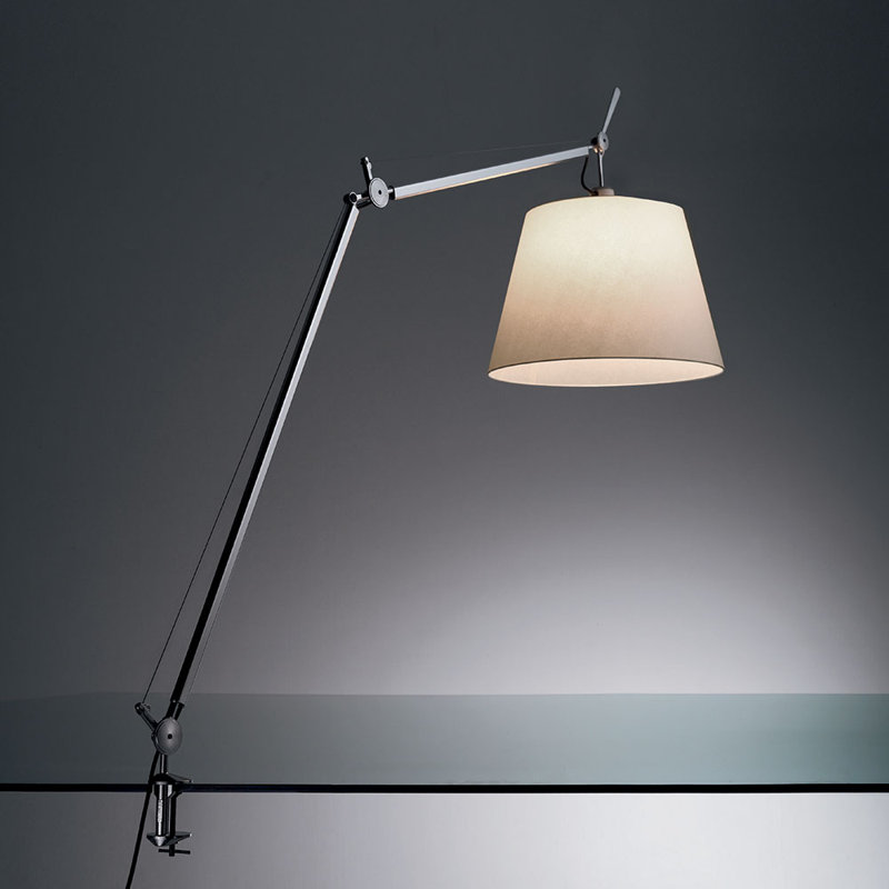 Adjustable Black Aluminum 42" Clip-On Desk Lamp with LED Option