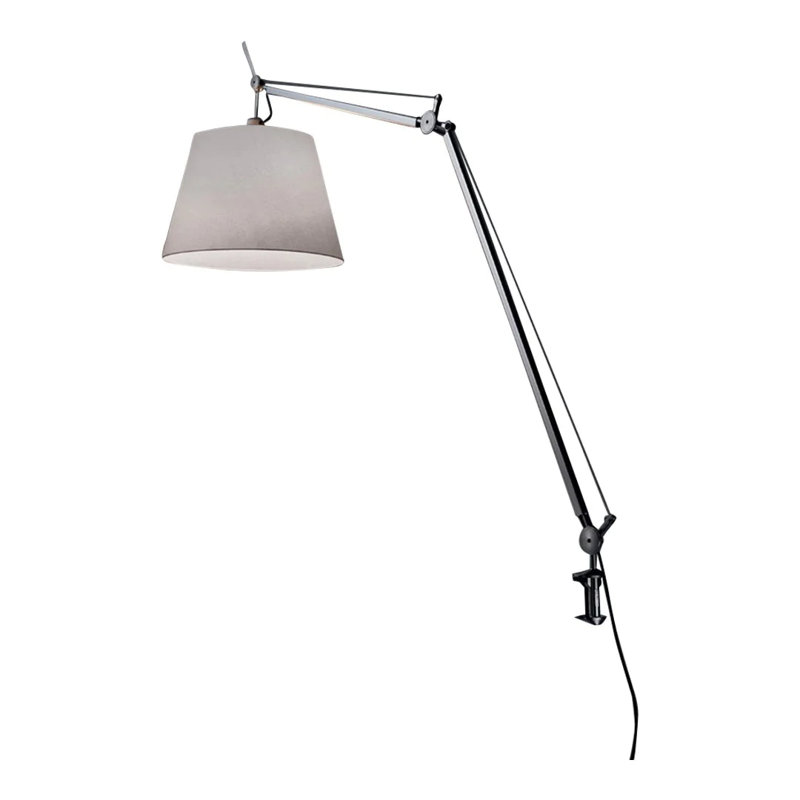 Adjustable Black Clip-On Lamp with 14" Fiber Shade