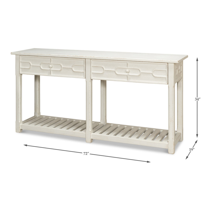 White Pine French Country Console Table with Storage