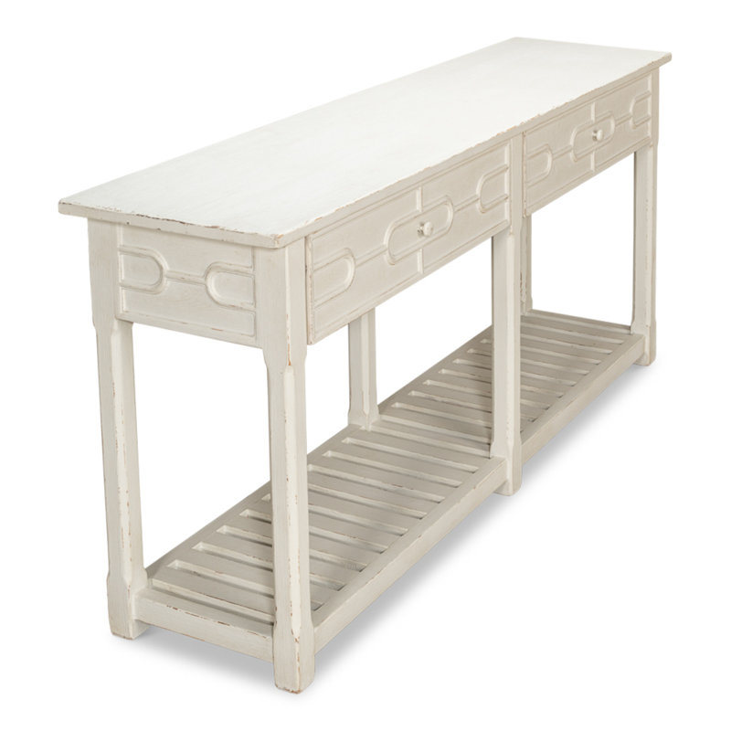 White Pine French Country Console Table with Storage