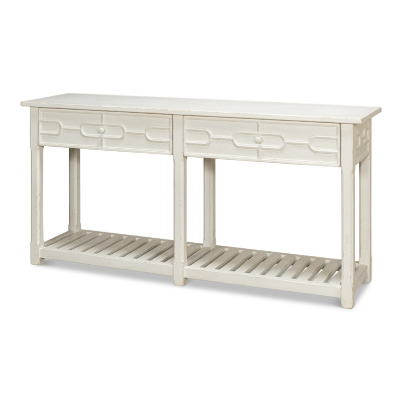 White Pine French Country Console Table with Storage