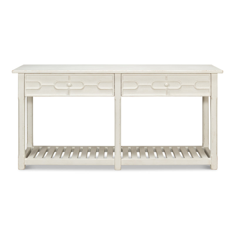 White Pine French Country Console Table with Storage