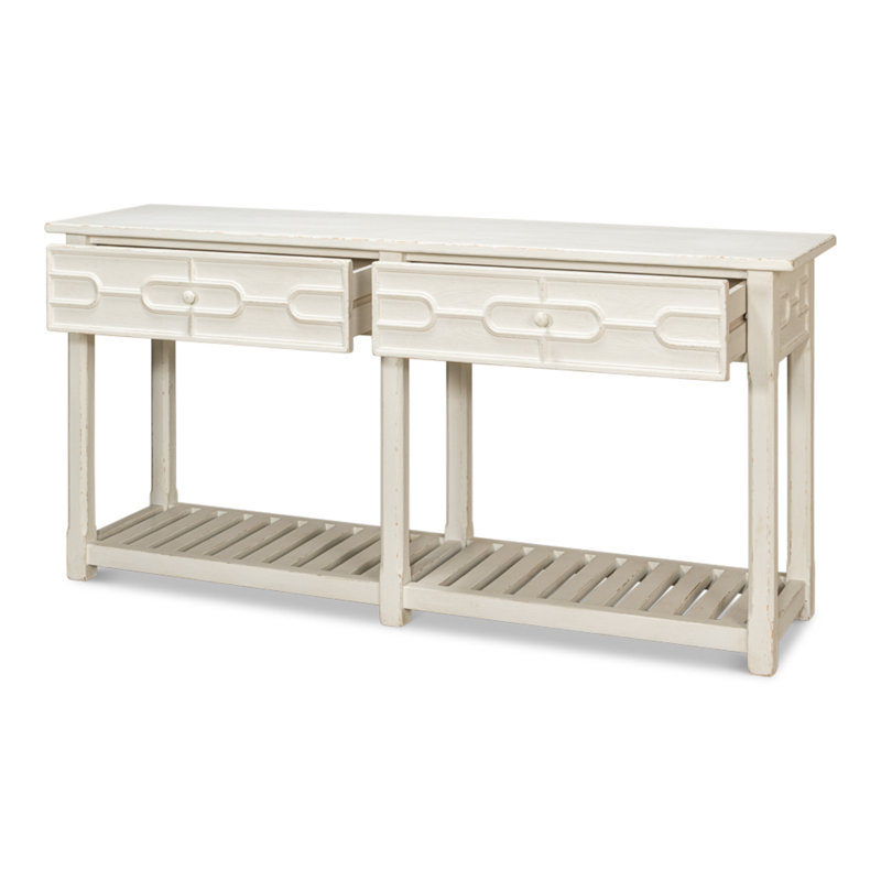 White Pine French Country Console Table with Storage