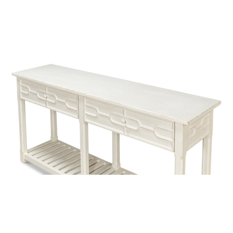 White Pine French Country Console Table with Storage