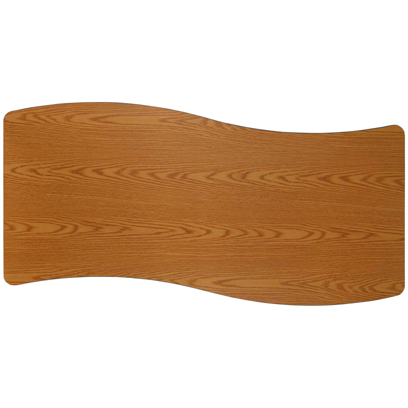 Versatile Oak Laminate 60"L Wave Collaborative Activity Table with Adjustable Height