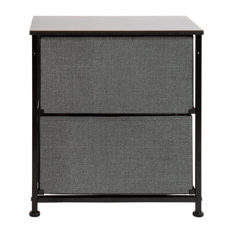 Gray and Black 2-Drawer Cast Iron Nightstand