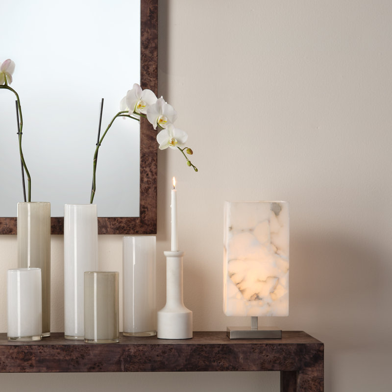 White Marble Contemporary Candlestick Set of 2