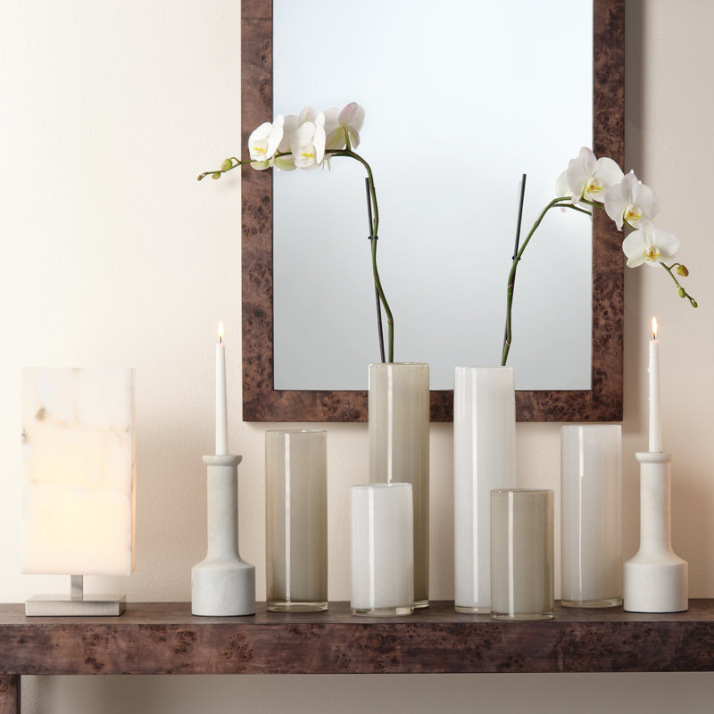 White Marble Contemporary Candlestick Set of 2