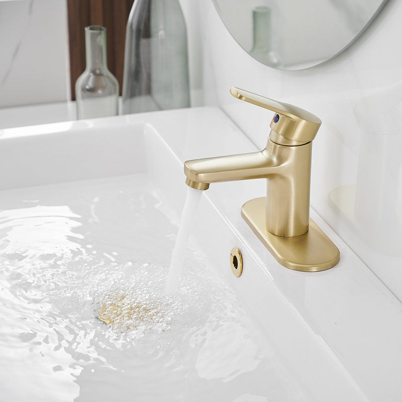 Brushed Gold Single Handle Stainless Steel Bathroom Faucet with Drain