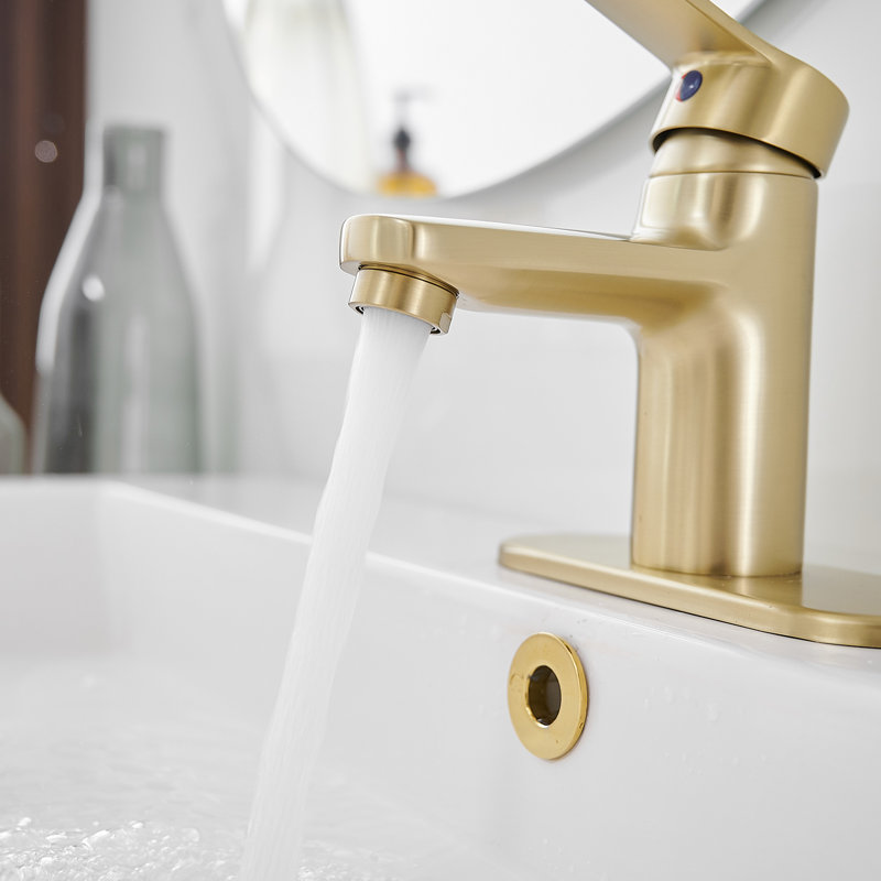 Brushed Gold Single Handle Stainless Steel Bathroom Faucet with Drain