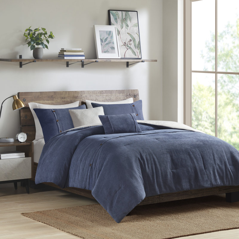 Tan Full Corduroy Comforter Set with Decorative Pillows