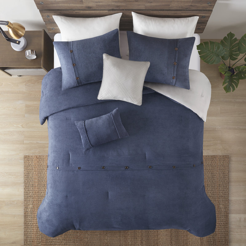 Tan Full Corduroy Comforter Set with Decorative Pillows