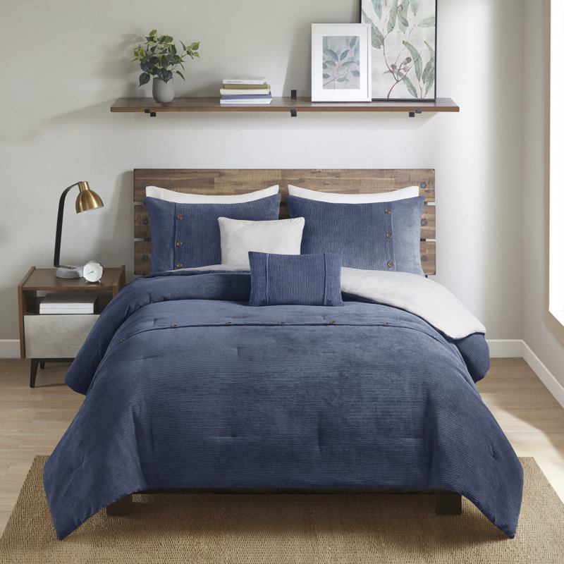 Tan Full Corduroy Comforter Set with Decorative Pillows