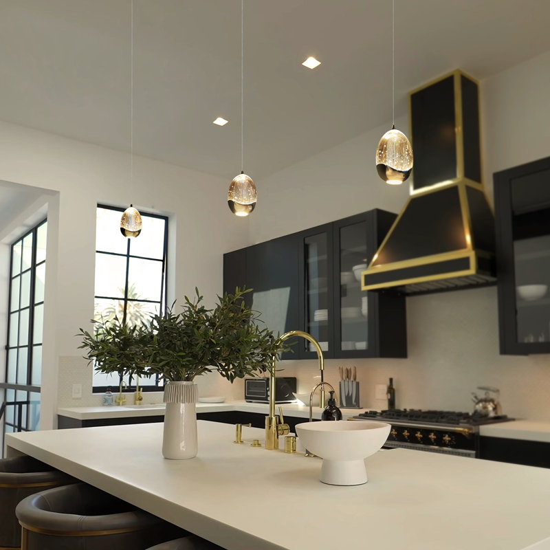 Elegant Venezia Gold LED Pendant with Champagne Glass Shade