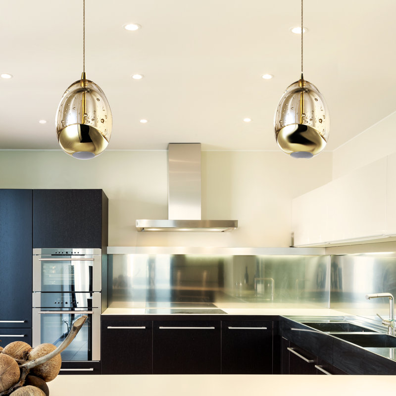 Elegant Venezia Gold LED Pendant with Champagne Glass Shade