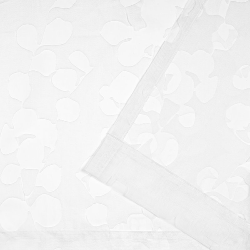 White Sheer Leaf Pattern Grommet Curtain Panels