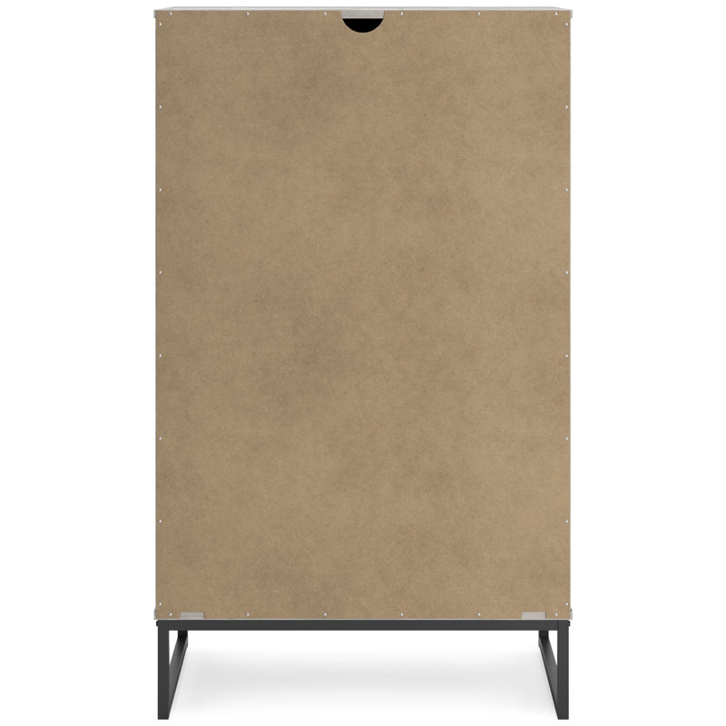 Transitional Whitewash Pine 5-Drawer Chest with Pewter-Tone Pulls